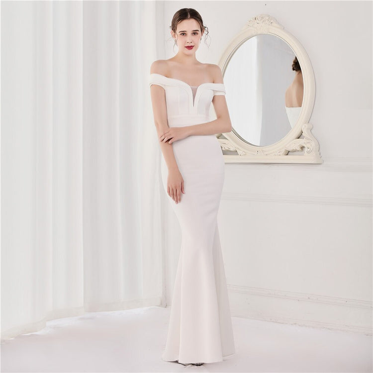 Vestido de Festa Longo Ombro a Ombro Branco