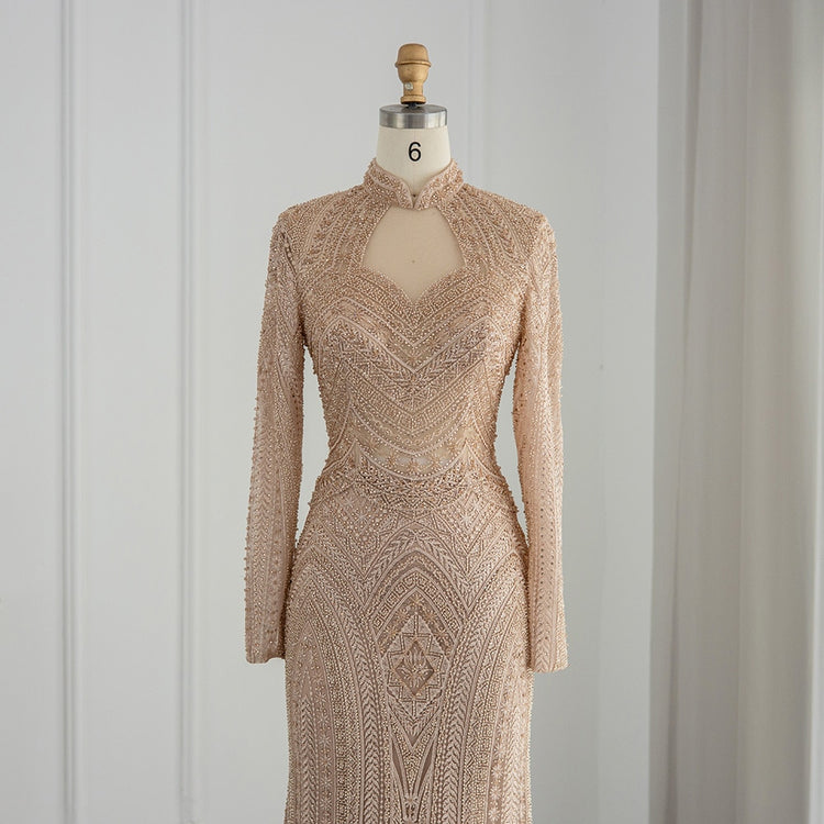 Vestido de Festa de Luxo Deslumbrante com Cristais e Pedrarias