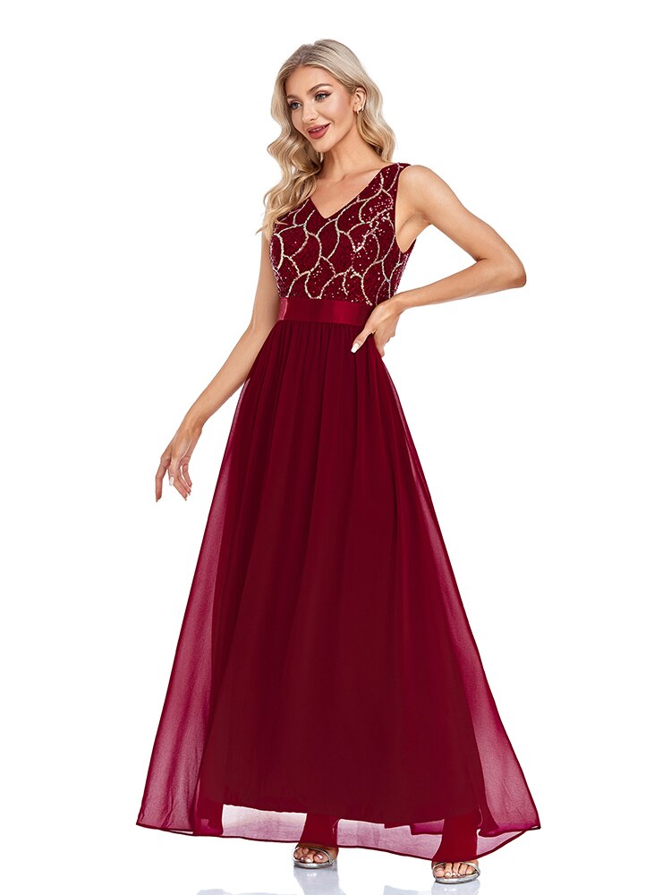 Vestido de Festa Longo Marsala Renda