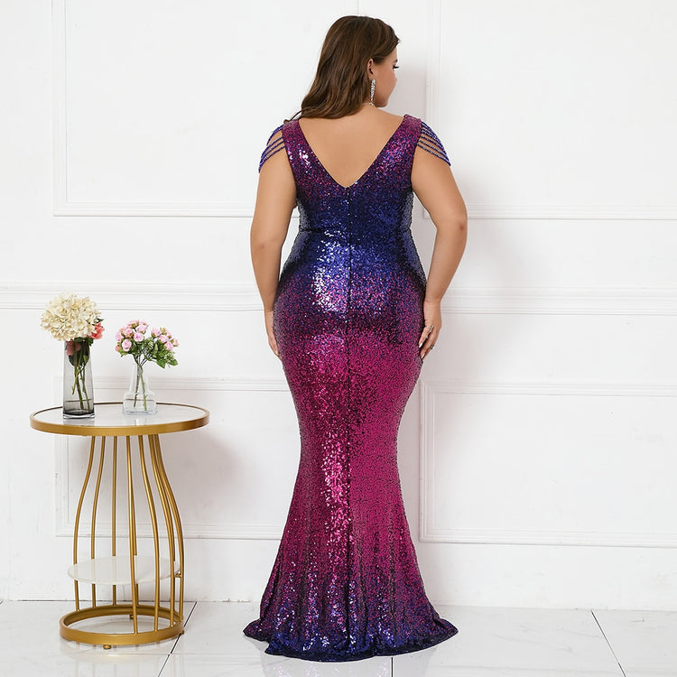 Vestido de Festa Plus Size Longo Corais Brilho