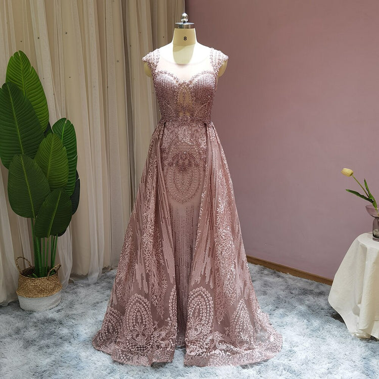 Vestido de Festa Longo com Cristais Florais Luxo - Modelo Especial