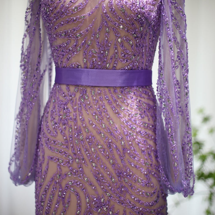 Vestido de Festa Longo Primavera Brilhante Lavanda - Modelo Especial