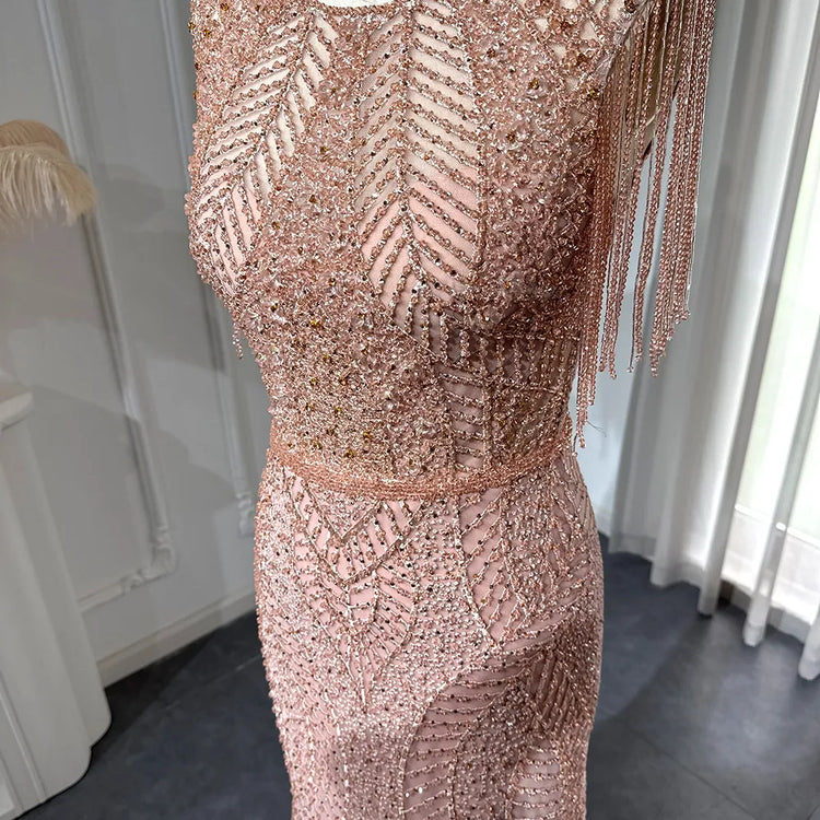 Vestido de Festa Longo Rosa Empoeirado Sereia - Modelo Especial