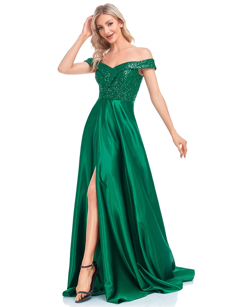 Vestido de Festa Longo Brilho Verde