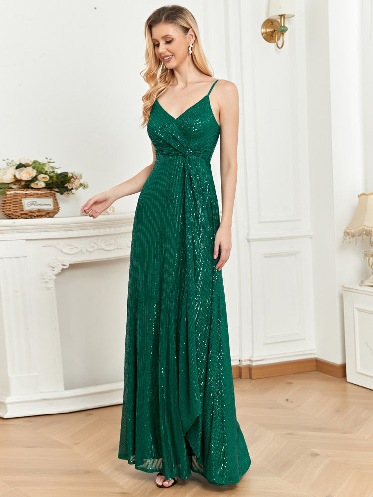 Vestido de Festa Longo Luxo Esmeralda com Casaco Removível