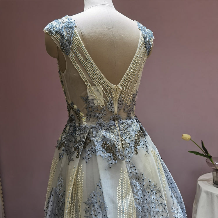 Vestido de Festa Longo com Cristais Florais Luxo - Modelo Especial