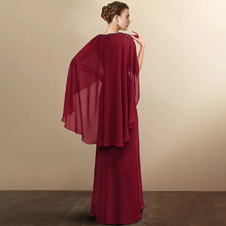 Vestido de Festa Longo Marsala com Manta