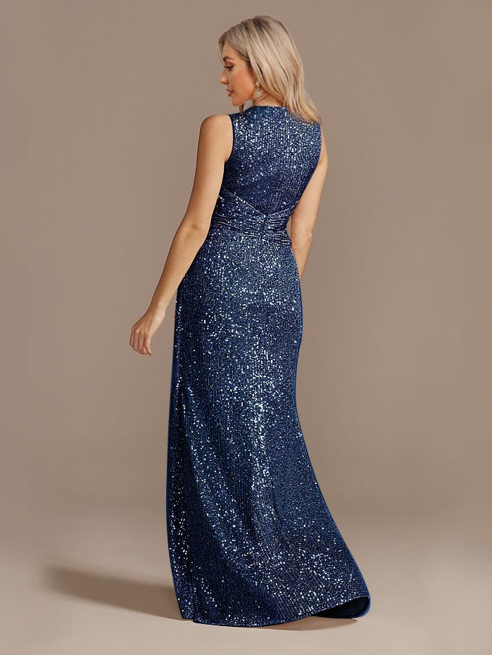 Vestido de Festa Longo Detalhado em Brilhos e Paetês (Pronta Entrega)