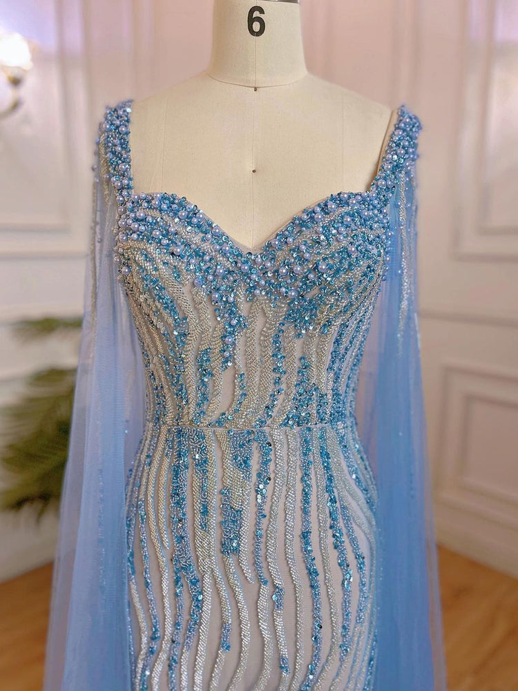Vestido de Festa com Capa Longo Luxo Montserrat - Modelo Especial