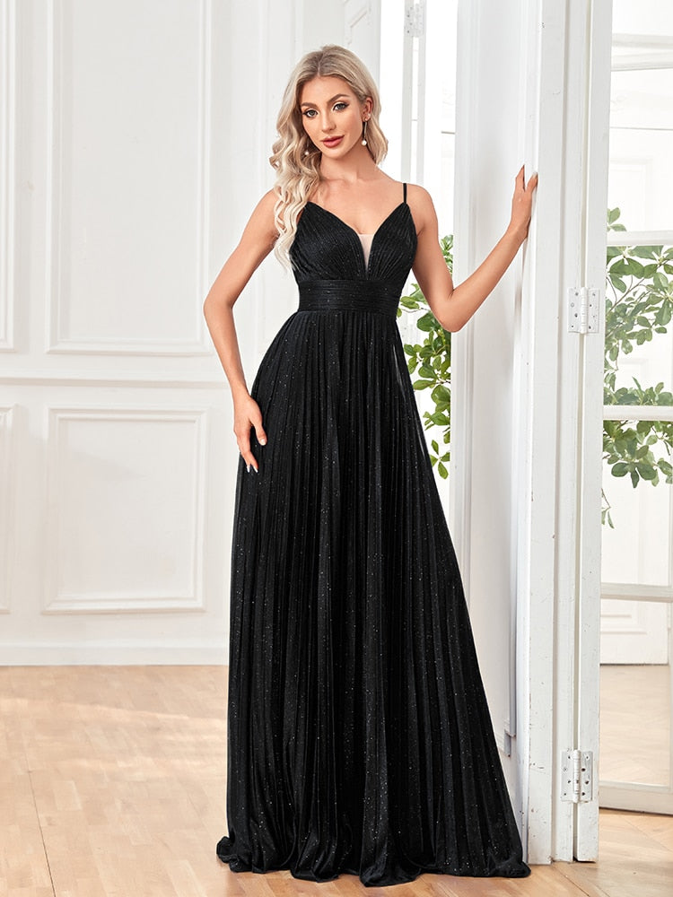 Vestido de Festa Longo Clássico Alça Espaguete
