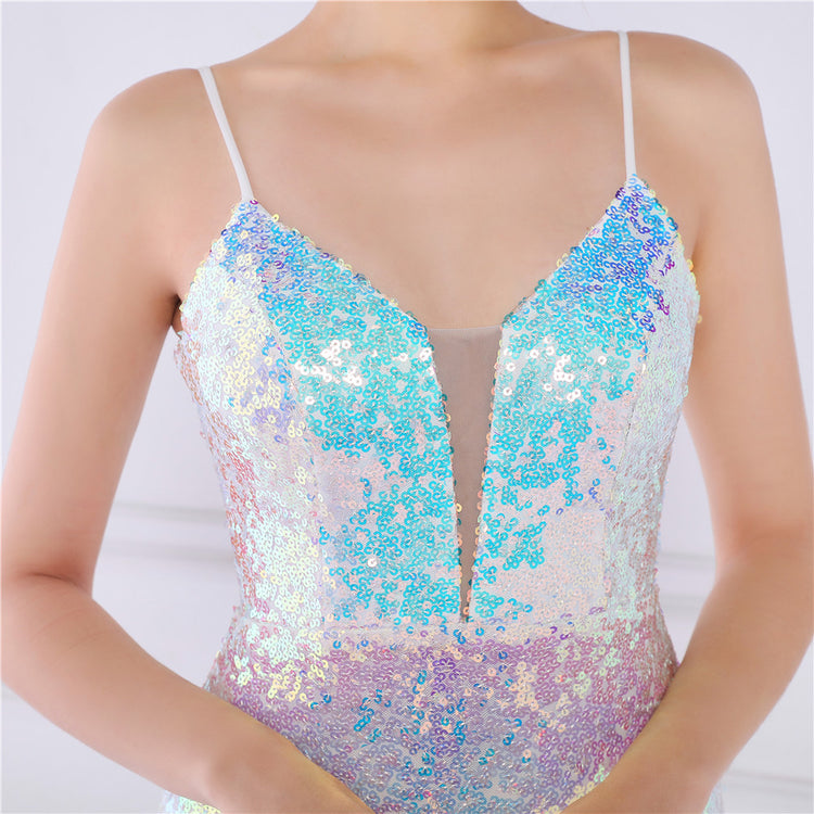 Vestido de Festa Brilho com Alça Espaguete