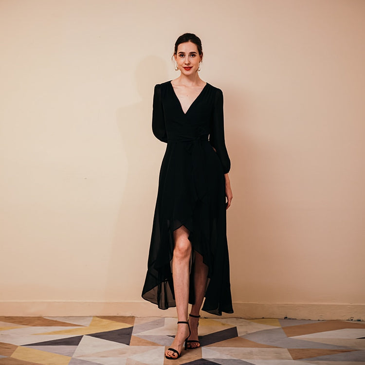 Vestido de Festa Longo com Decote V Preto