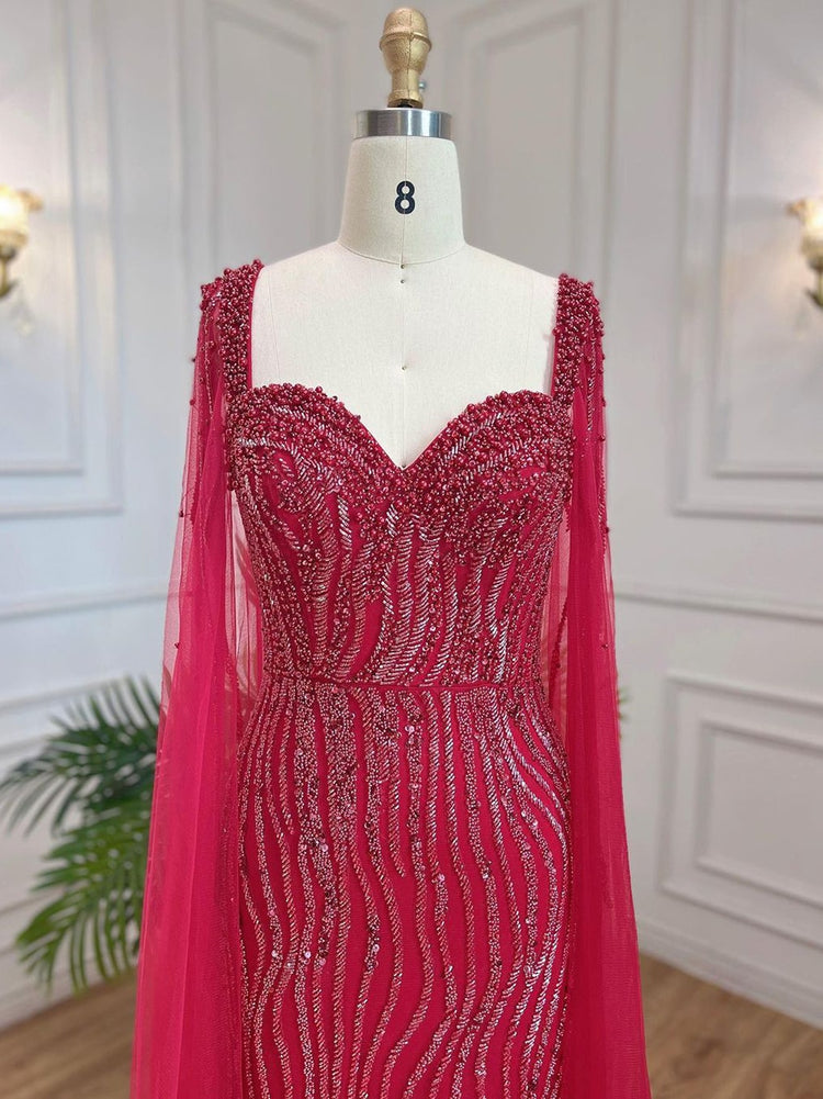 Vestido de Festa com Capa Longo Luxo Montserrat - Modelo Especial