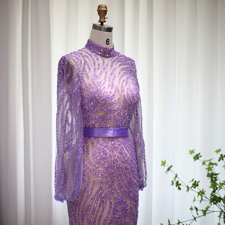 Vestido de Festa Longo Primavera Brilhante Lavanda - Modelo Especial