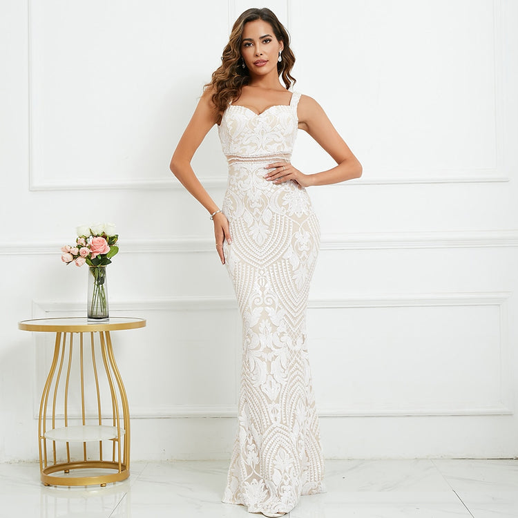 Vestido de Festa Sereia Elegante com Cintura Adornada