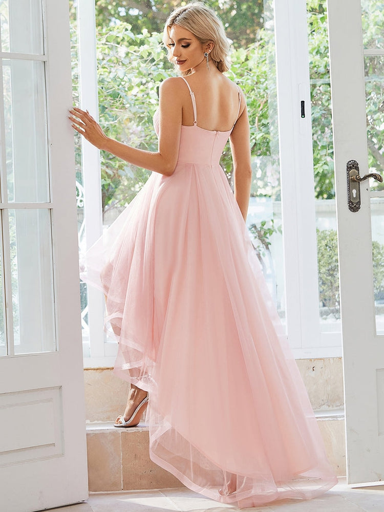 Vestido de Festa Midi Deslumbrante Rosa Empoeirado
