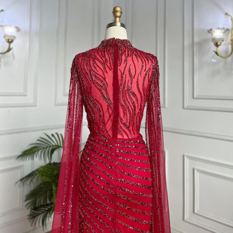 Vestido de Festa Luxo Glamour com Maxi Capa Adornada com Cristais - Modelo Especial