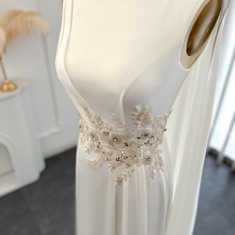 Vestido Longo de Festa Luxo Branco com Detalhes Cristais - Modelo Especial