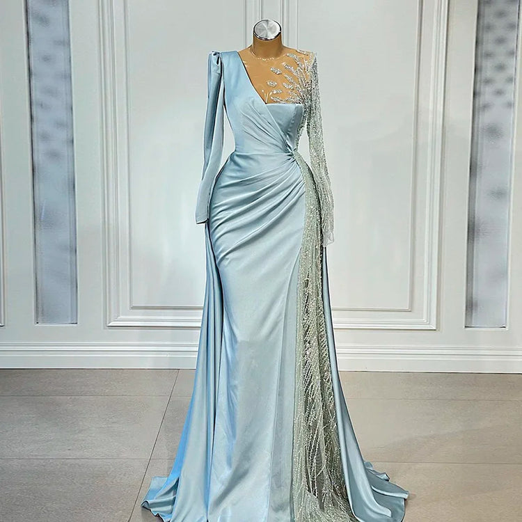 Vestido de Festa Longo Cristal Charmoso Azul - Modelo Especial
