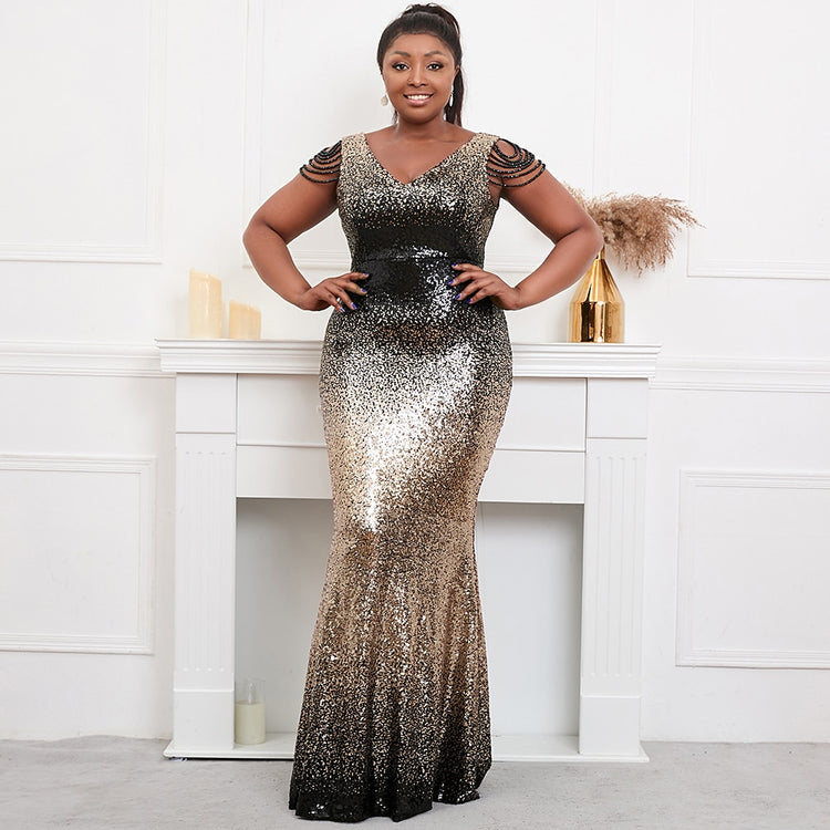 Vestido de Festa Plus Size Longo Sky Brilho