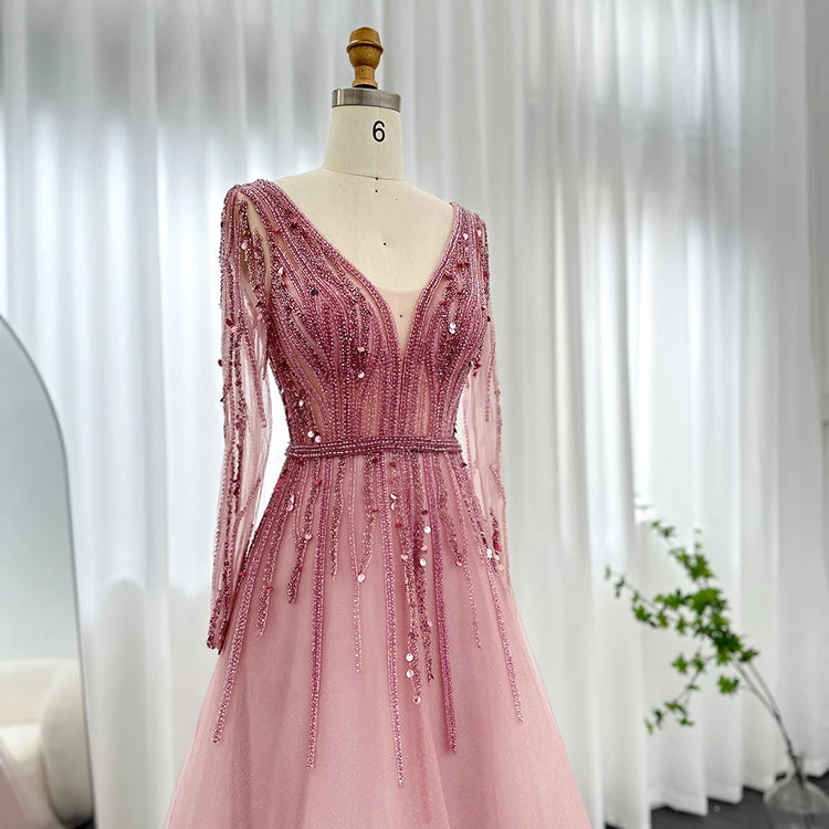 Vestido de Festa Elegante Longo Adornado em Detalhes - Modelo Especial