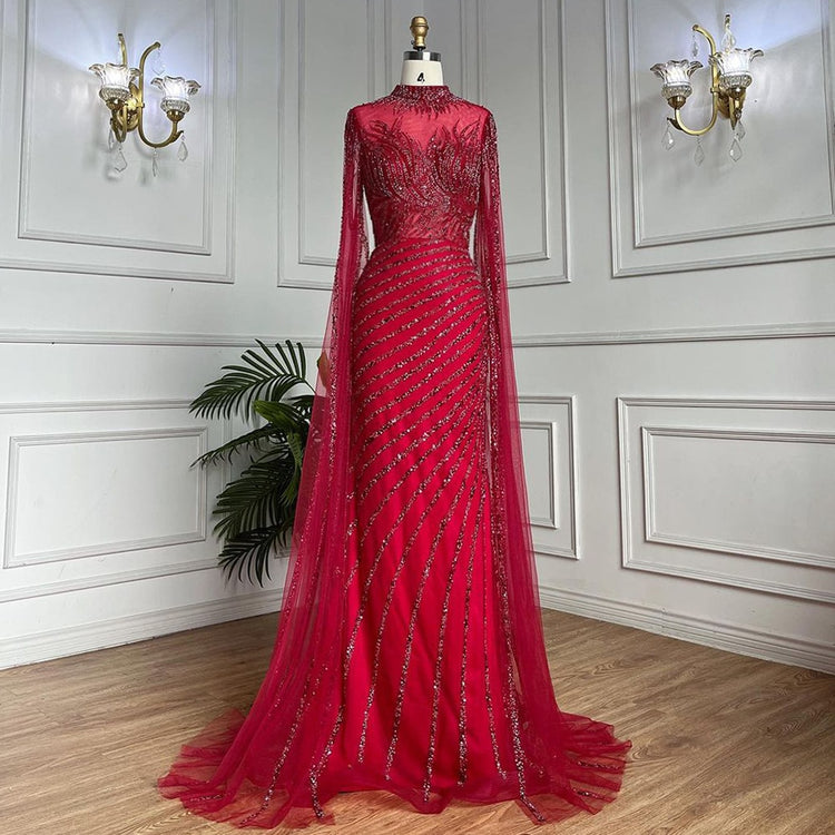 Vestido de Festa Luxo Glamour com Maxi Capa Adornada com Cristais - Modelo Especial