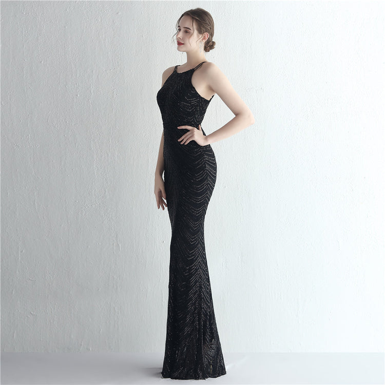 Vestido de Festa Luxo Sereia com Capa Preto