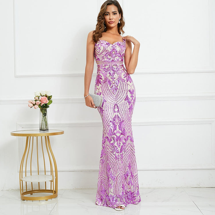 Vestido de Festa Sereia Elegante com Cintura Adornada