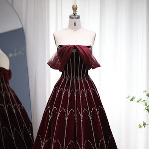 Vestido de Festa Marsala Longo Cristal e Renda - Modelo Especial