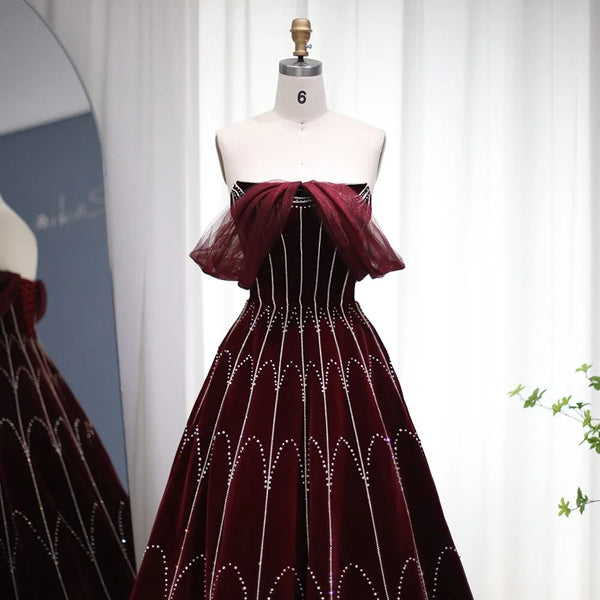 Vestido de Festa Marsala Longo Cristal e Renda - Modelo Especial