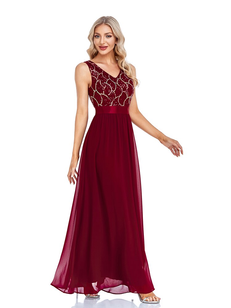 Vestido de Festa Longo Marsala Renda