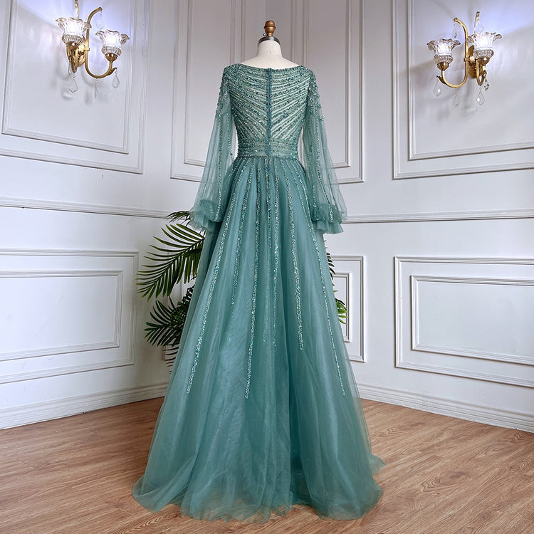 Vestido de Festa Longo Vênus Detalhes em Miçangas e Cristais - Modelo Especial