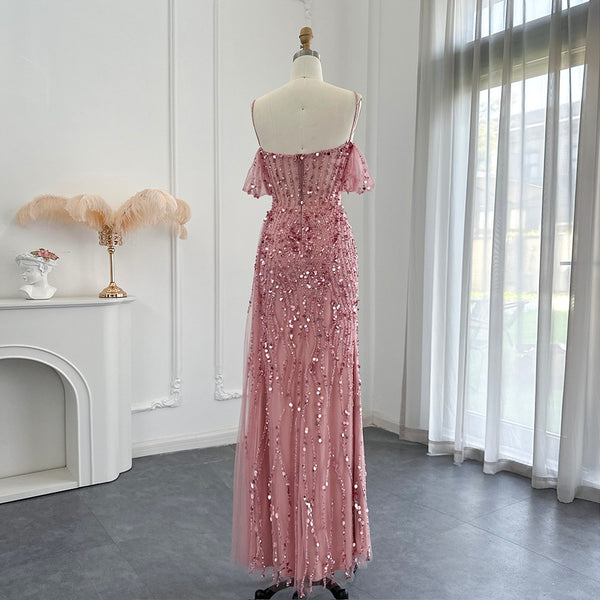 Vestido de Festa Longo Vernazza Cristais com Abertura Lateral - Modelo Especial