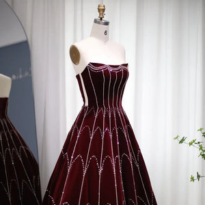 Vestido de Festa Marsala Longo Cristal e Renda - Modelo Especial