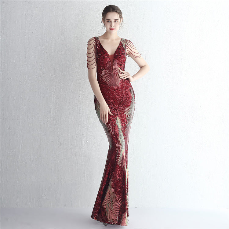 Vestido de Festa Longo Sereia com Miganças