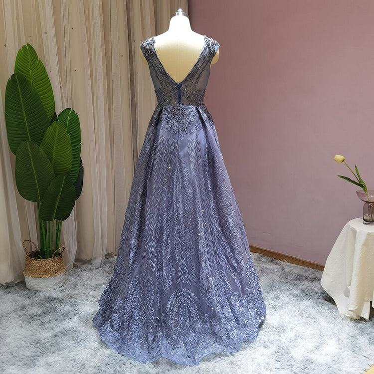 Vestido de Festa Longo com Cristais Florais Luxo - Modelo Especial