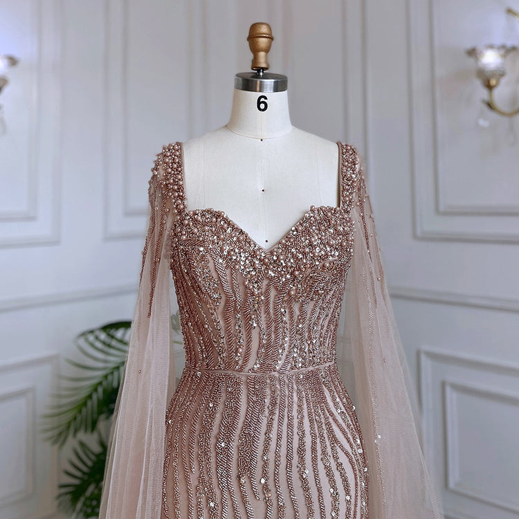 Vestido de Festa com Capa Longo Luxo Montserrat - Modelo Especial