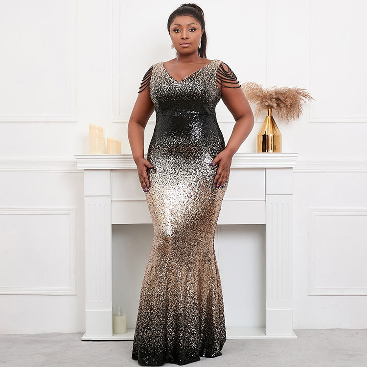 Vestido de Festa Plus Size Longo Sky Brilho