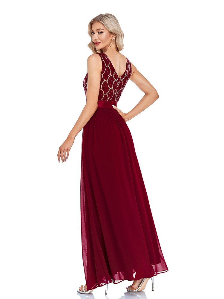Vestido de Festa Longo Marsala Renda
