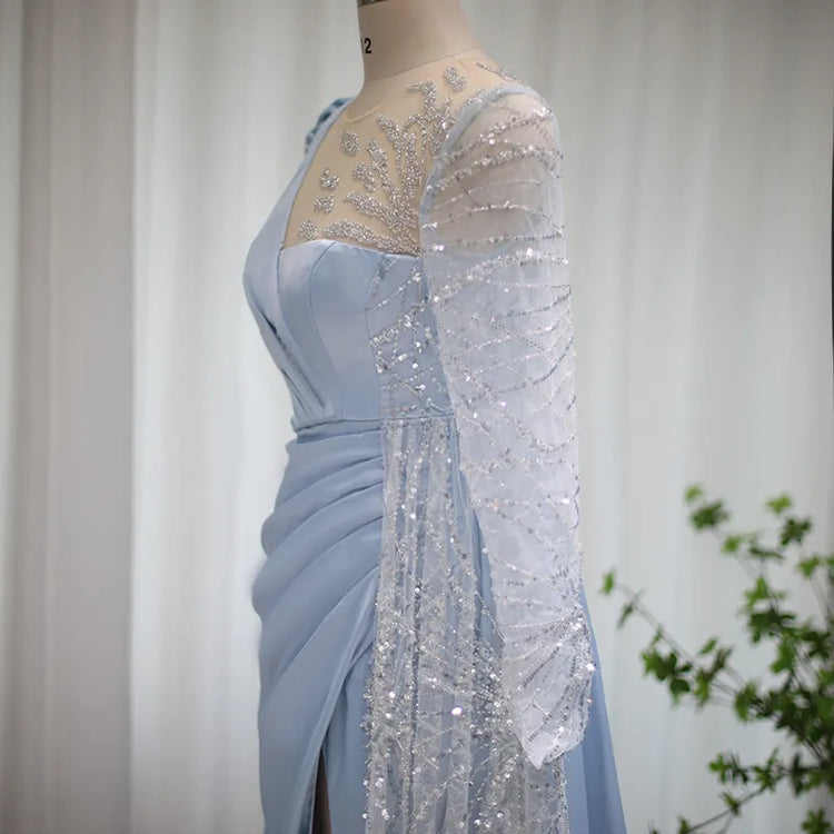 Vestido de Festa Longo Cristal Charmoso Azul - Modelo Especial