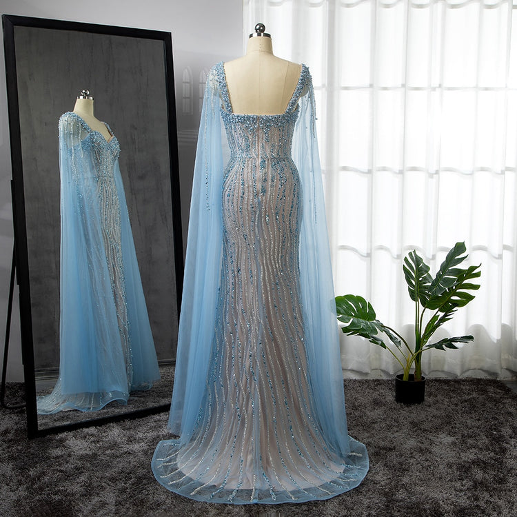 Vestido de Festa com Capa Longo Luxo Montserrat - Modelo Especial