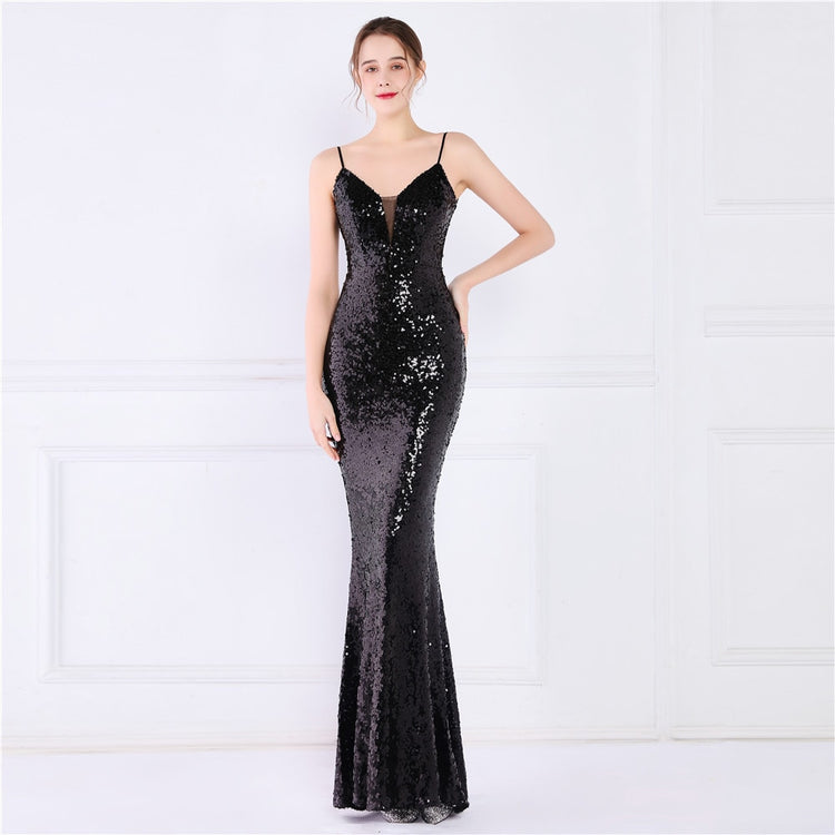 Vestido de Festa Brilho com Alça Espaguete