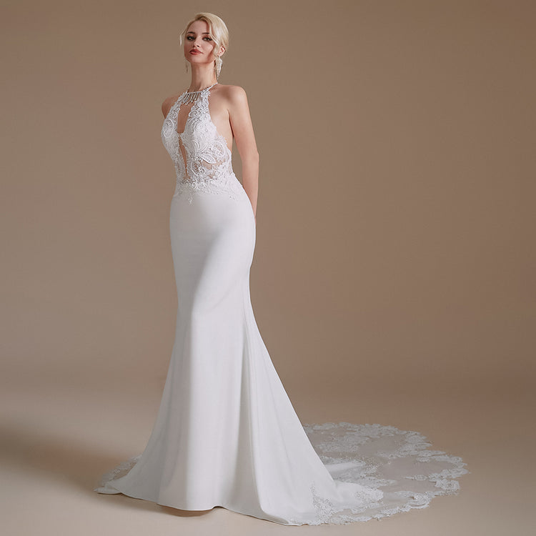 Vestido de Noiva Sereia Luxo com Parte Superior Detalhada em Rendas