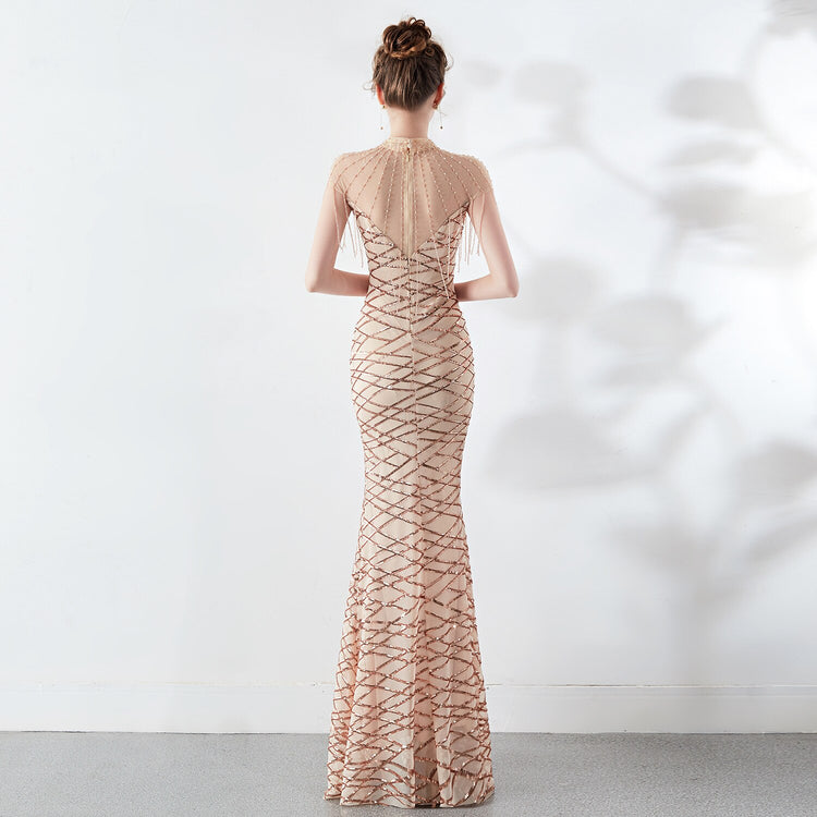 Vestido de Festa com Miçangas Vintage Luxo