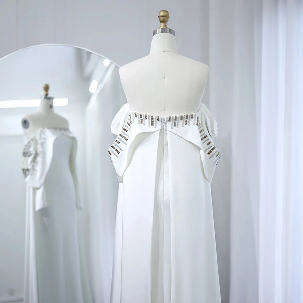 Vestido de Festa Longo Branco Elegante com Manta - Modelo Especial