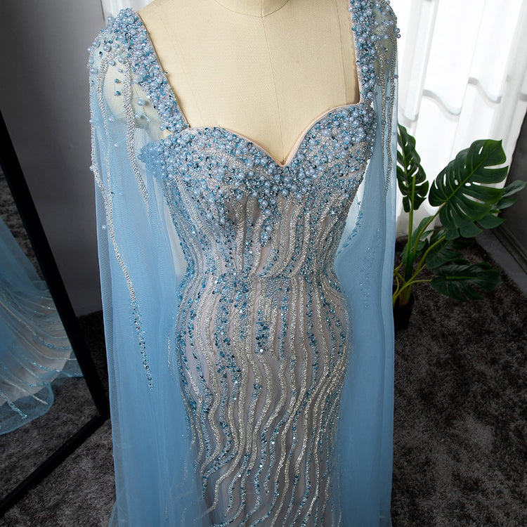 Vestido de Festa com Capa Longo Luxo Montserrat - Modelo Especial