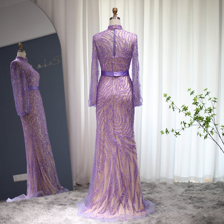 Vestido de Festa Longo Primavera Brilhante Lavanda - Modelo Especial
