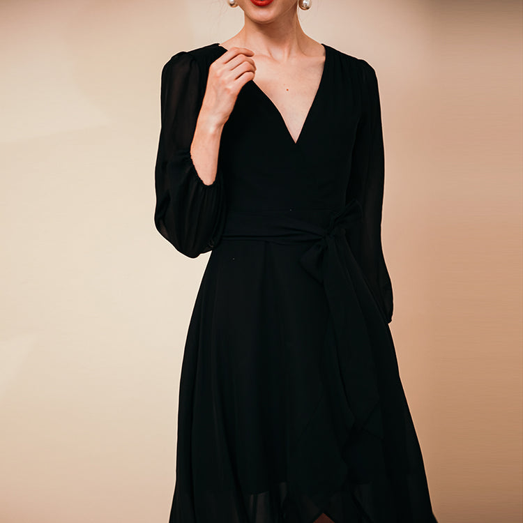 Vestido de Festa Longo com Decote V Preto