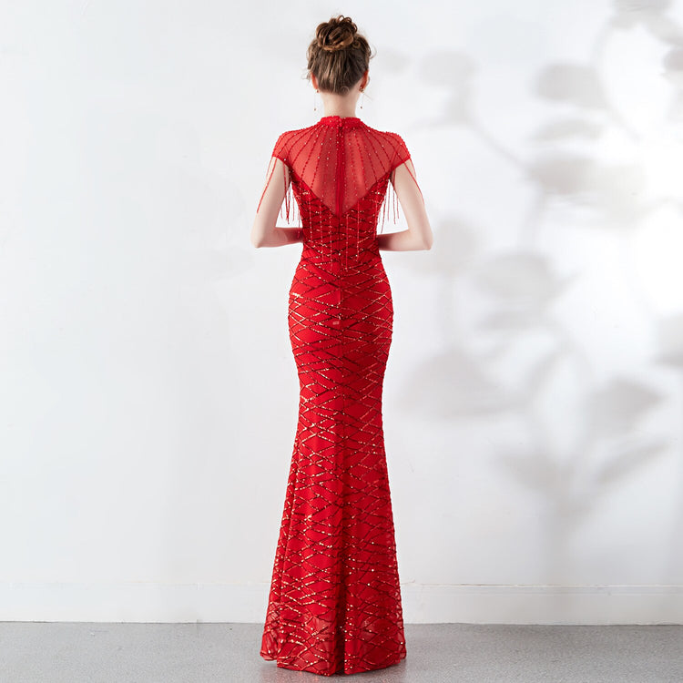Vestido de Festa com Miçangas Vintage Luxo