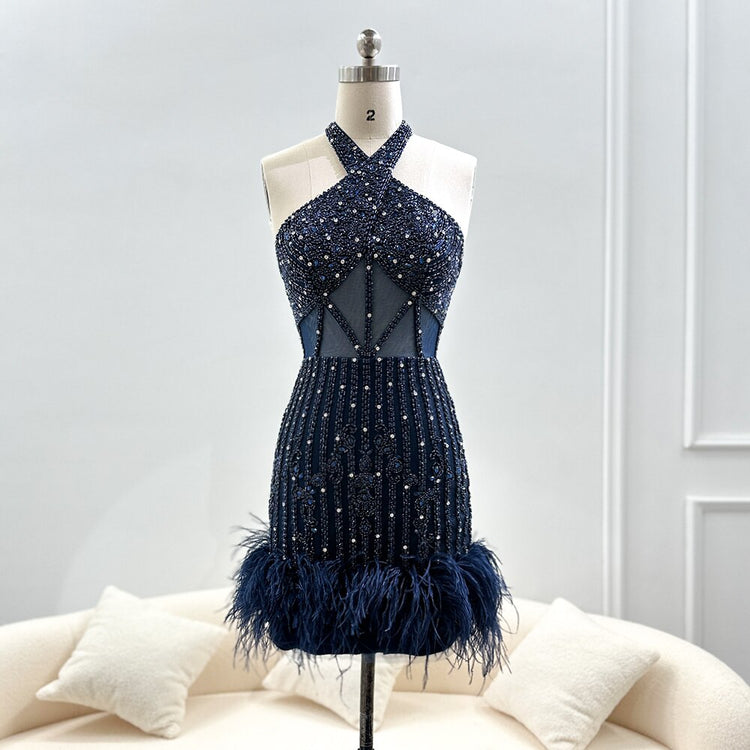 Vestido de Festa Curto Detalhado com Cristais - Modelo Especial